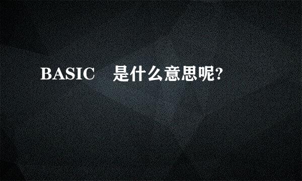 BASIC 是什么意思呢?