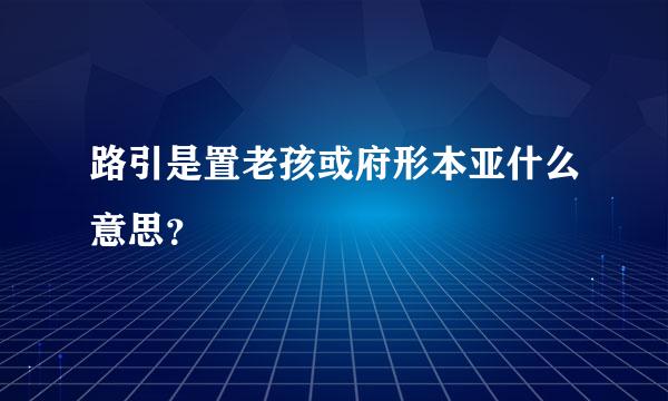 路引是置老孩或府形本亚什么意思？