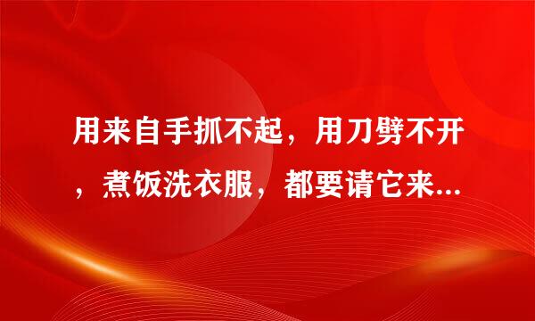 用来自手抓不起，用刀劈不开，煮饭洗衣服，都要请它来。 谜底是什么