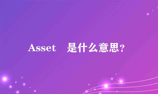 Asset 是什么意思？