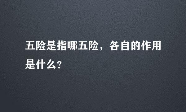 五险是指哪五险，各自的作用是什么？