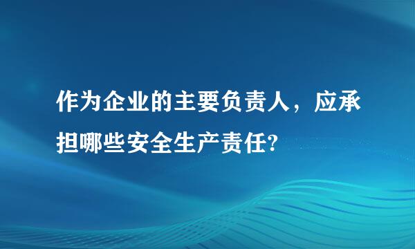 作为企业的主要负责人，应承担哪些安全生产责任?