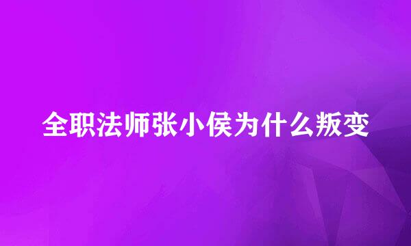全职法师张小侯为什么叛变