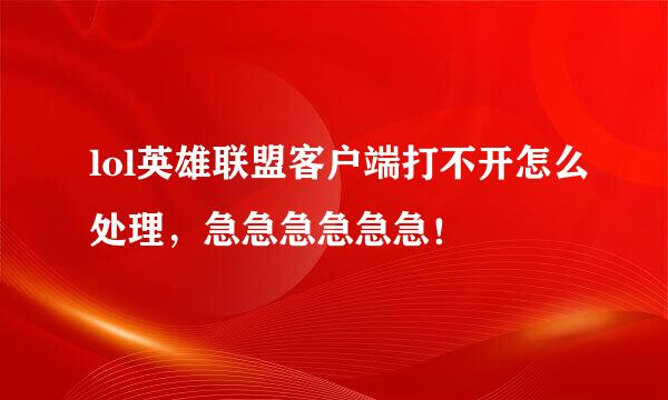 lol英雄联盟客户端打不开怎么处理，急急急急急急！