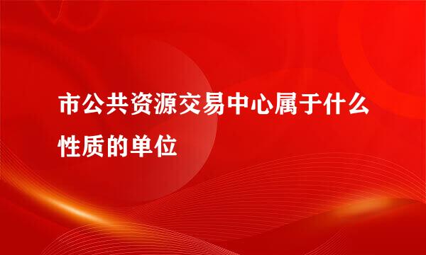 市公共资源交易中心属于什么性质的单位