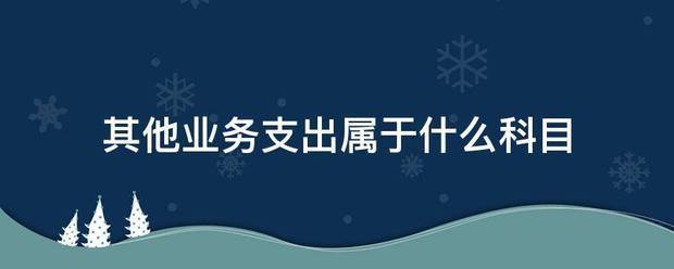 其他来自业务支出属于什么科目