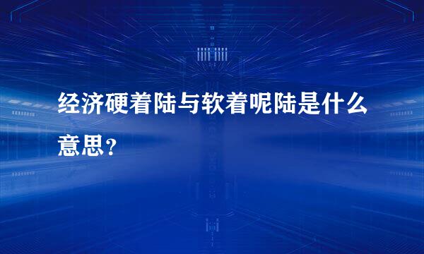 经济硬着陆与软着呢陆是什么意思？