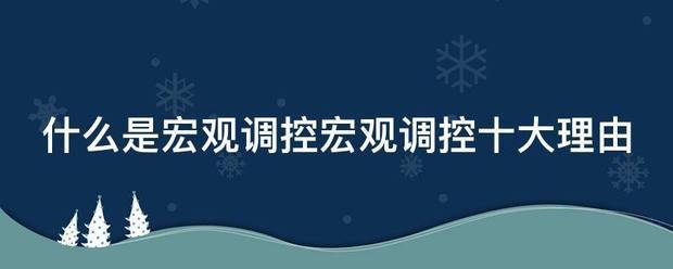 什么是宏观调控宏来自观调控十大理由