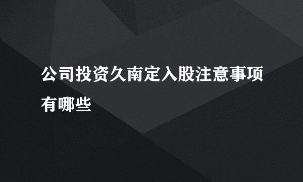 公司投资久南定入股注意事项有哪些