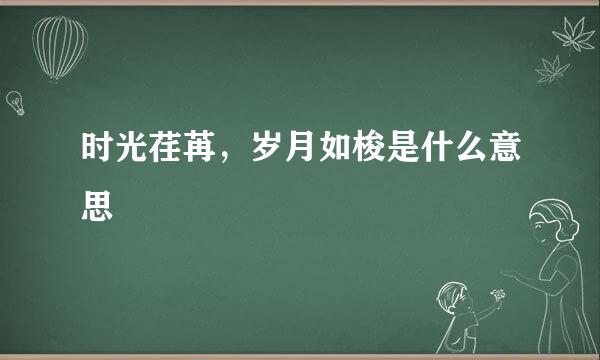 时光荏苒，岁月如梭是什么意思