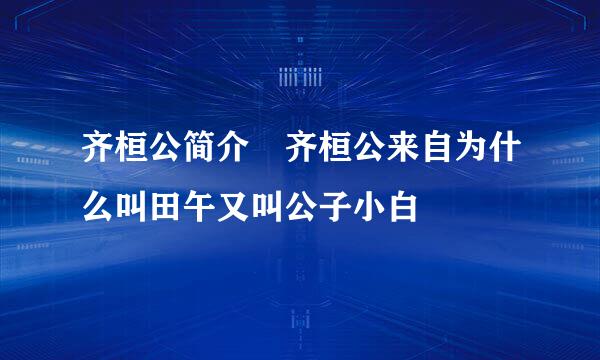 齐桓公简介 齐桓公来自为什么叫田午又叫公子小白