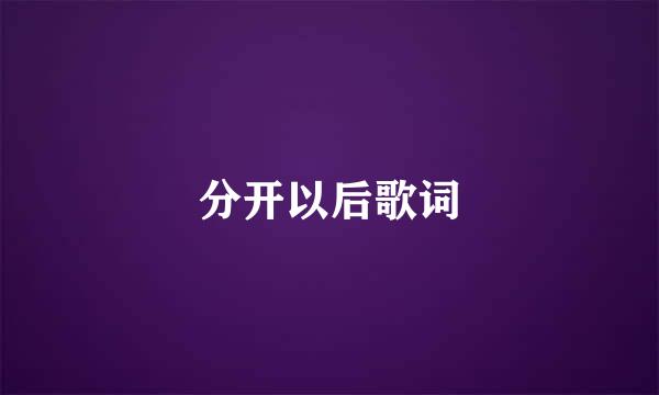 分开以后歌词