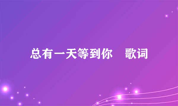 总有一天等到你 歌词
