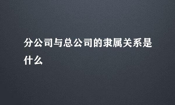 分公司与总公司的隶属关系是什么