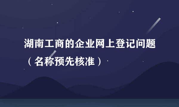 湖南工商的企业网上登记问题（名称预先核准）