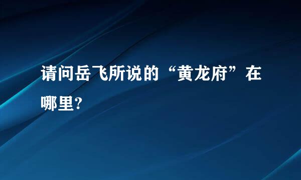 请问岳飞所说的“黄龙府”在哪里?