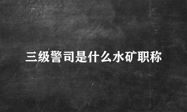 三级警司是什么水矿职称