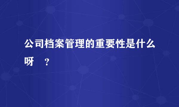 公司档案管理的重要性是什么呀 ？