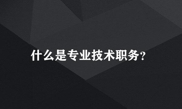 什么是专业技术职务？