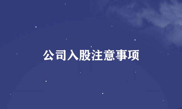 公司入股注意事项