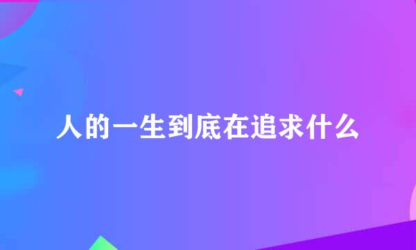 人的一生到底在追求什么
