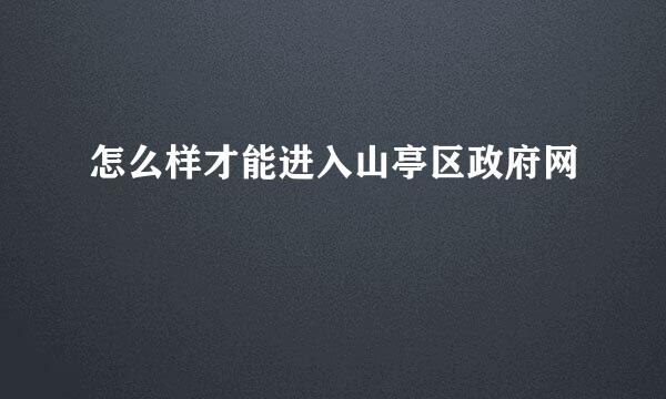 怎么样才能进入山亭区政府网