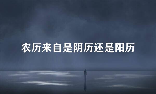 农历来自是阴历还是阳历