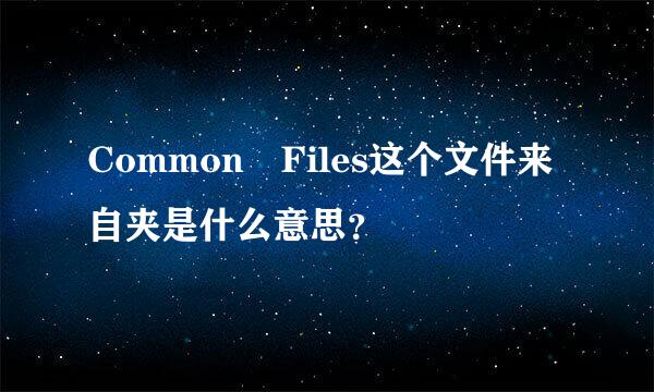 Common Files这个文件来自夹是什么意思？