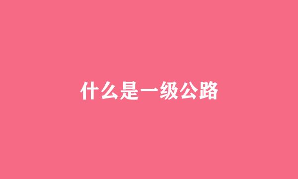 什么是一级公路