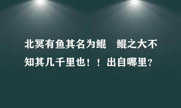 北冥有鱼其名为鲲 鲲之大不知其几千里也！！出自哪里？