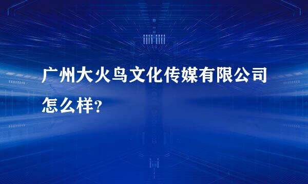 广州大火鸟文化传媒有限公司怎么样？