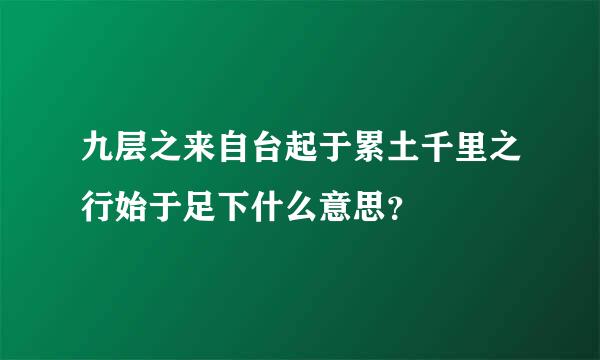 九层之来自台起于累土千里之行始于足下什么意思？