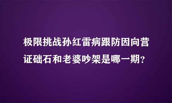 极限挑战孙红雷病跟防因向营证础石和老婆吵架是哪一期？