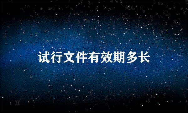 试行文件有效期多长