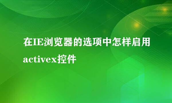 在IE浏览器的选项中怎样启用activex控件