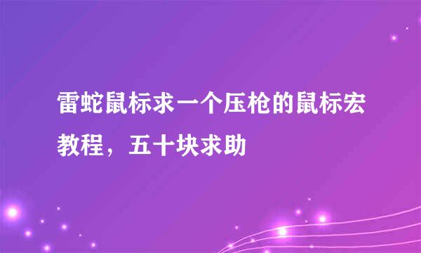 雷蛇鼠标求一个压枪的鼠标宏教程，五十块求助