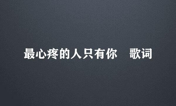 最心疼的人只有你 歌词