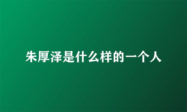 朱厚泽是什么样的一个人