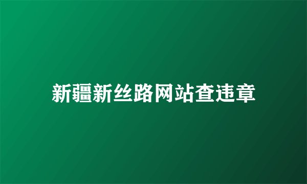新疆新丝路网站查违章