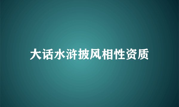 大话水浒披风相性资质
