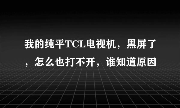我的纯平TCL电视机，黑屏了，怎么也打不开，谁知道原因