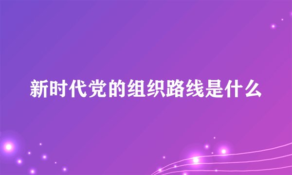 新时代党的组织路线是什么