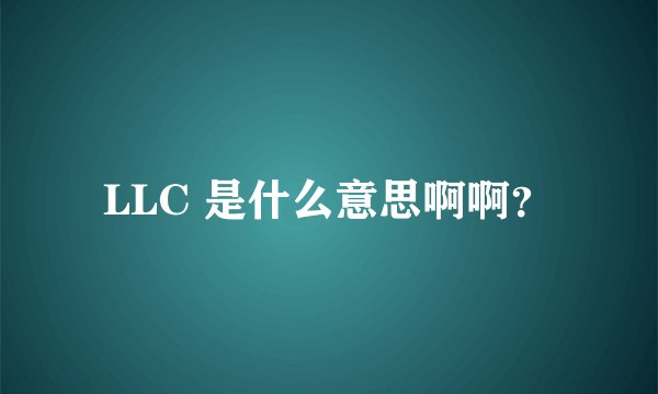 LLC 是什么意思啊啊？