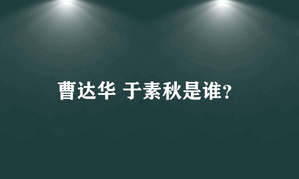 曹达华 于素秋是谁？