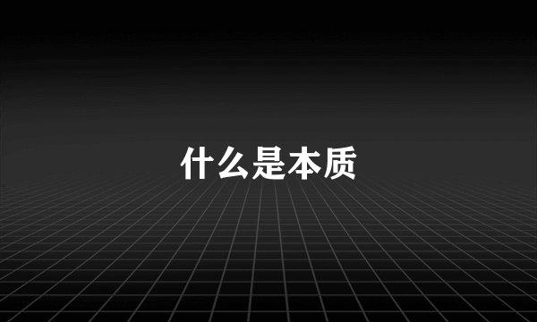 什么是本质