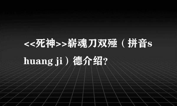 <<死神>>崭魂刀双殛（拼音shuang ji）德介绍？