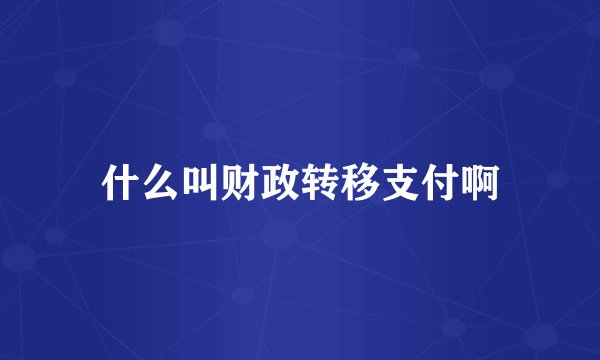 什么叫财政转移支付啊