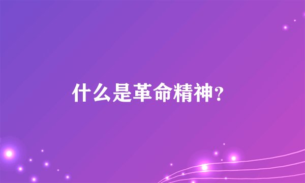什么是革命精神?