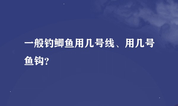 一般钓鲫鱼用几号线、用几号鱼钩？