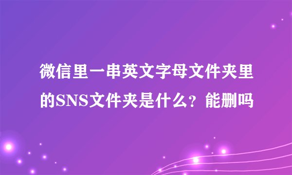 微信里一串英文字母文件夹里的SNS文件夹是什么？能删吗